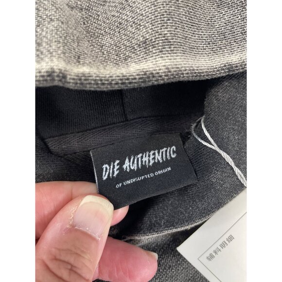 Die Authentic Distressed Die Washed Gray embroided Hoodie Sweatshirt L SKU 9333 - Picture 12 of 15